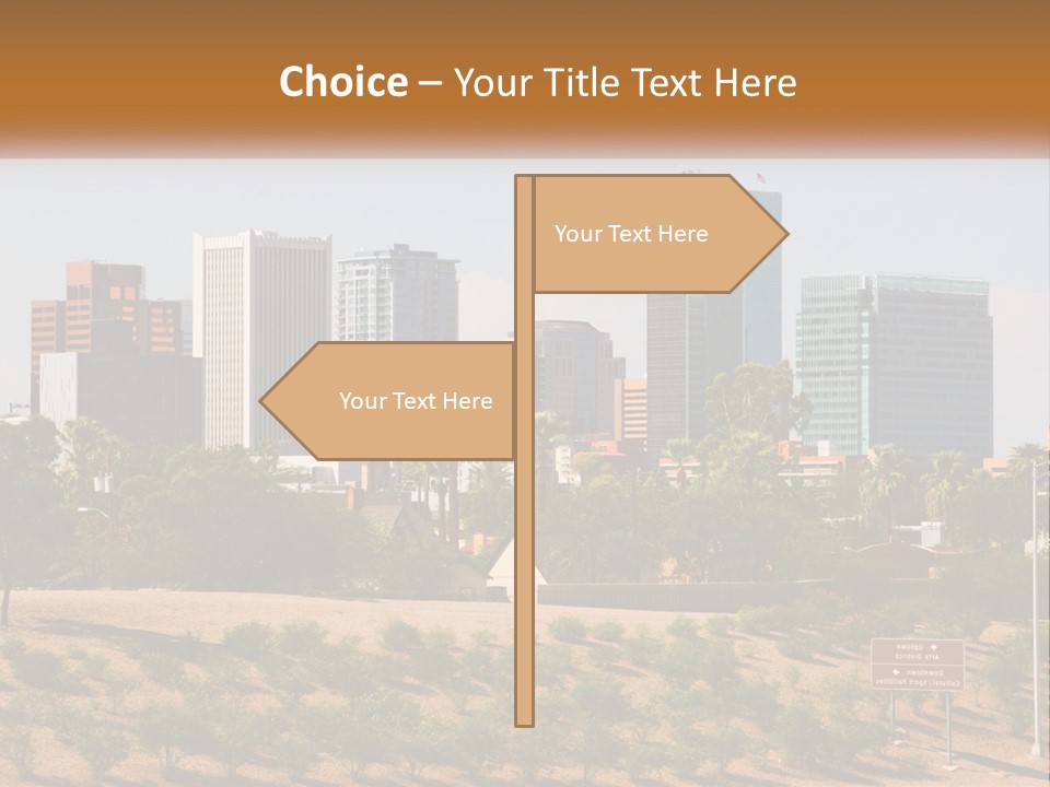 A City Skyline With Palm Trees In The Foreground PowerPoint Template