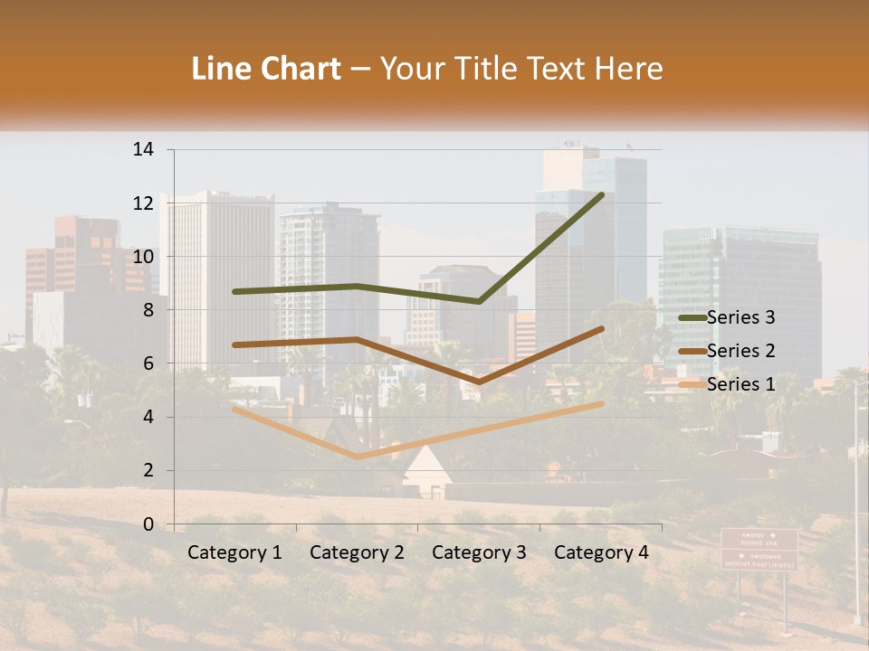 A City Skyline With Palm Trees In The Foreground PowerPoint Template