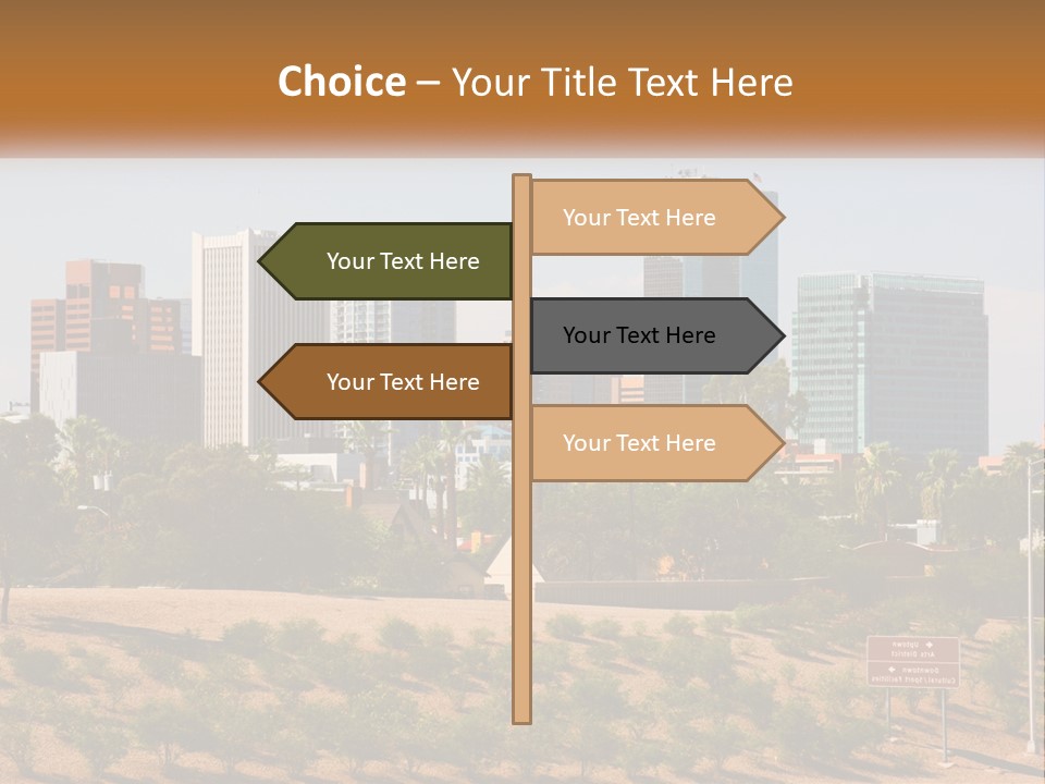 A City Skyline With Palm Trees In The Foreground PowerPoint Template