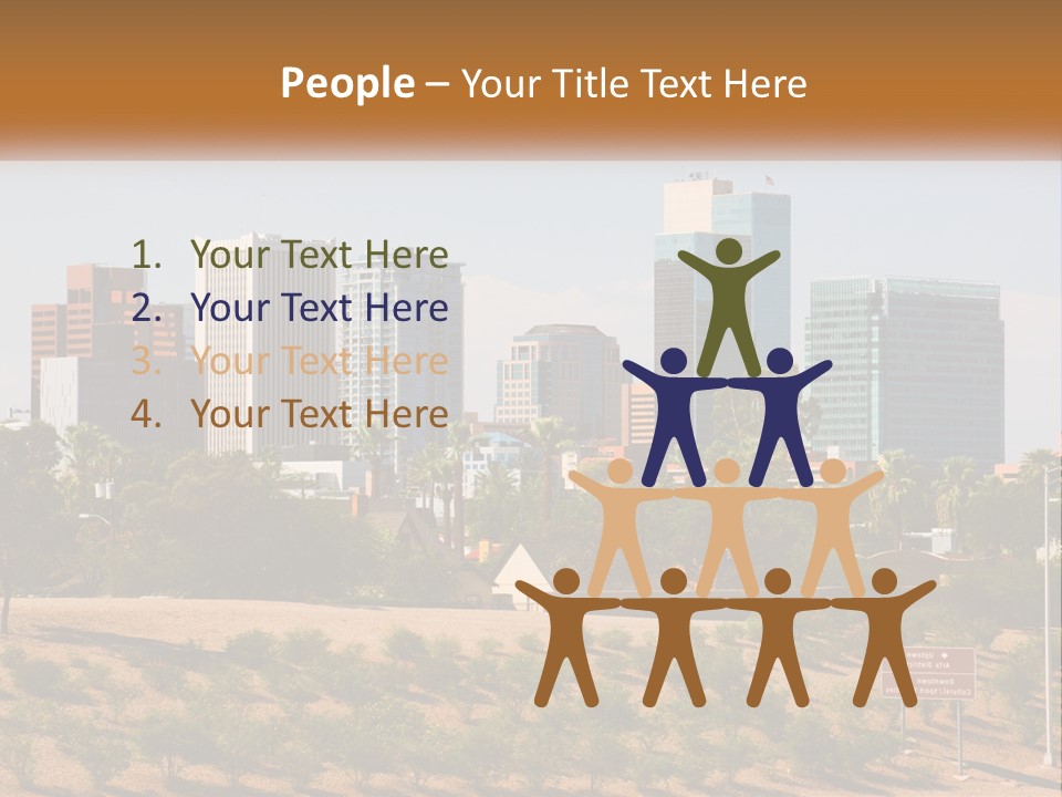 A City Skyline With Palm Trees In The Foreground PowerPoint Template