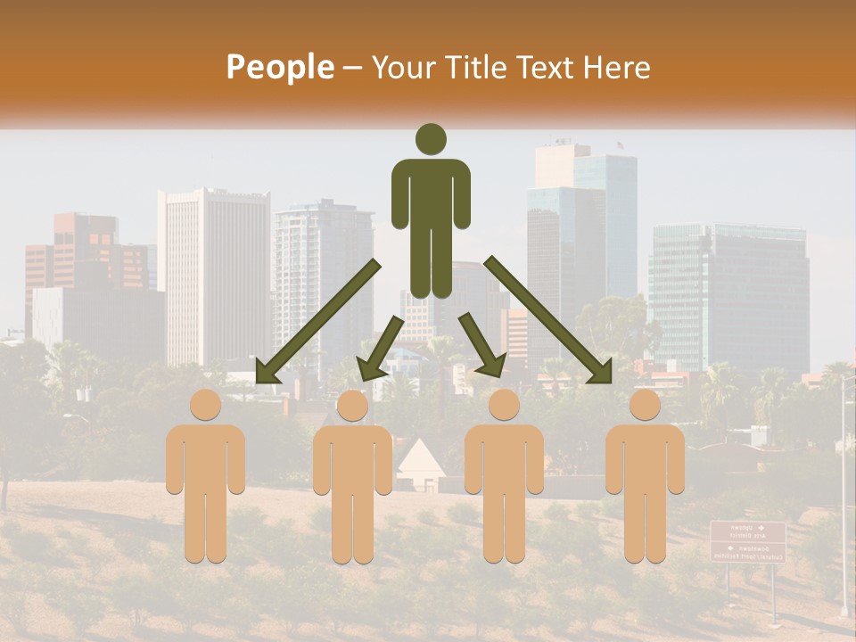 A City Skyline With Palm Trees In The Foreground PowerPoint Template