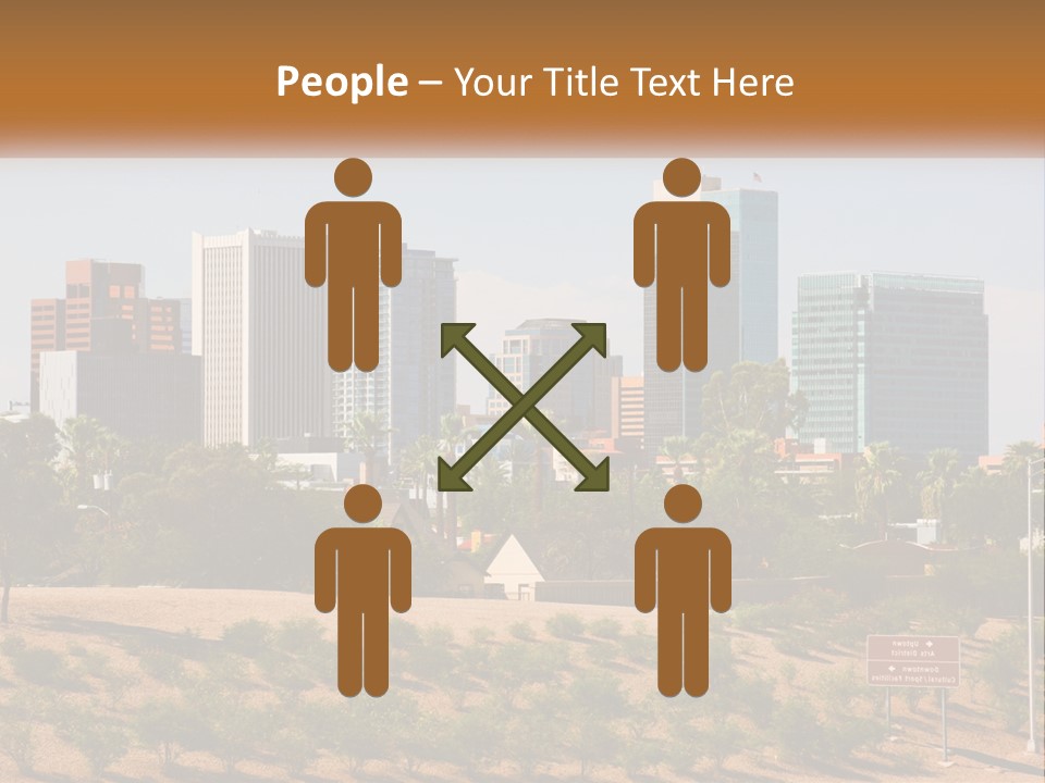 A City Skyline With Palm Trees In The Foreground PowerPoint Template