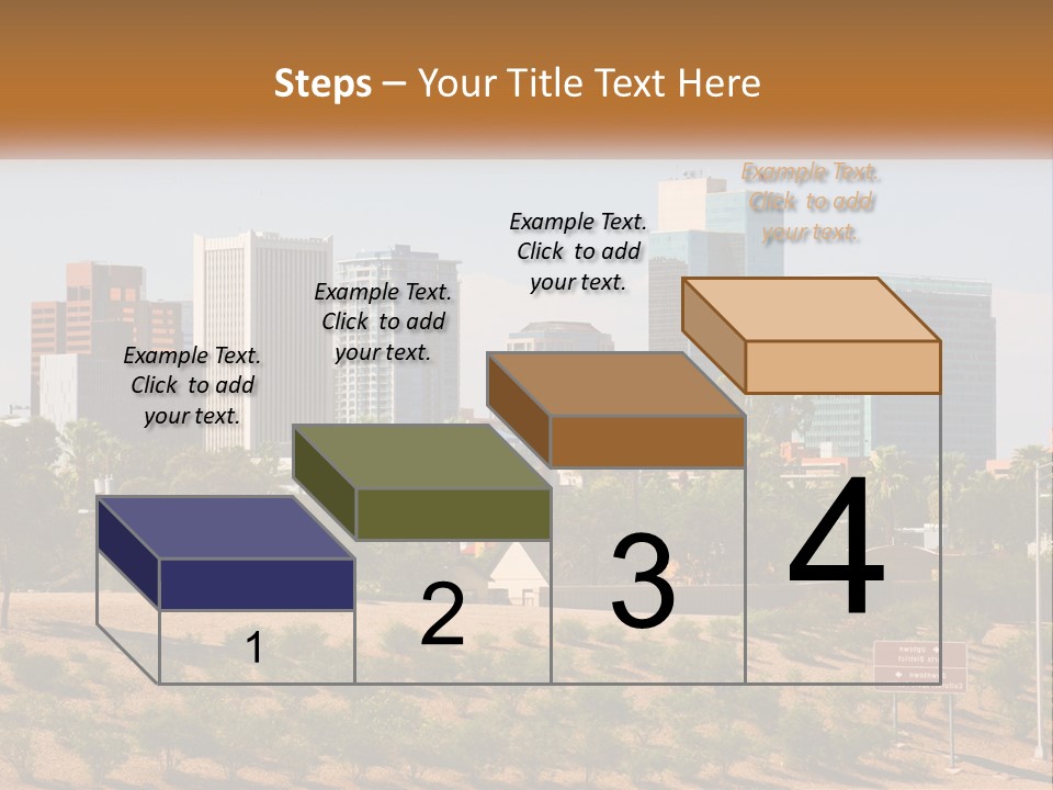 A City Skyline With Palm Trees In The Foreground PowerPoint Template