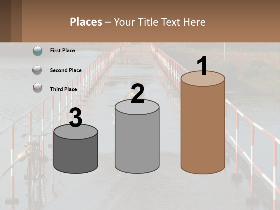 A Person Riding A Bike Across A Flooded Bridge PowerPoint Template