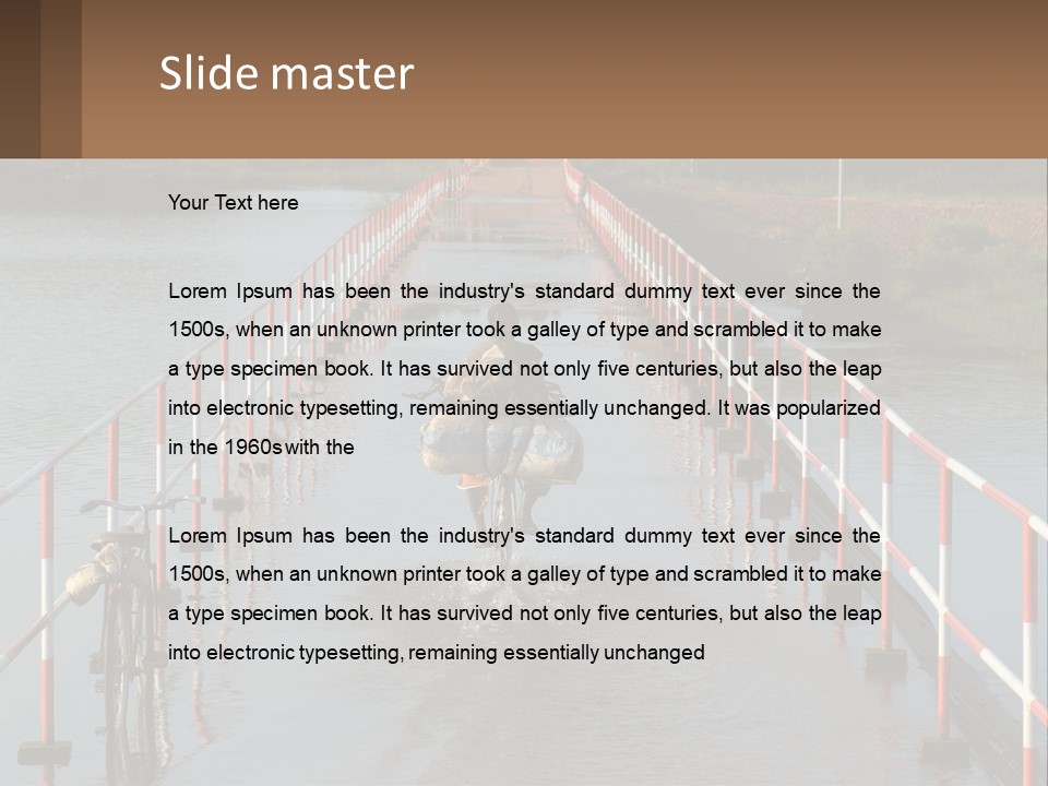 A Person Riding A Bike Across A Flooded Bridge PowerPoint Template