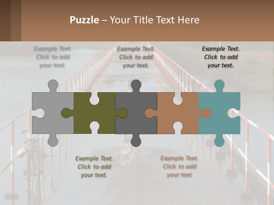 A Person Riding A Bike Across A Flooded Bridge PowerPoint Template