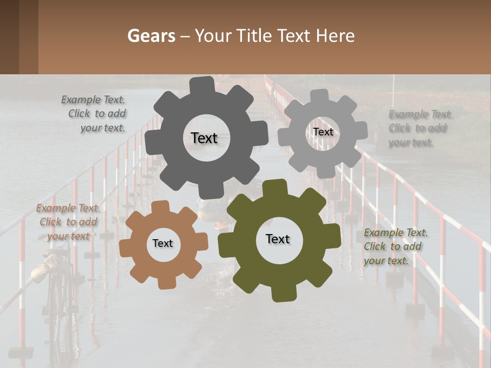 A Person Riding A Bike Across A Flooded Bridge PowerPoint Template