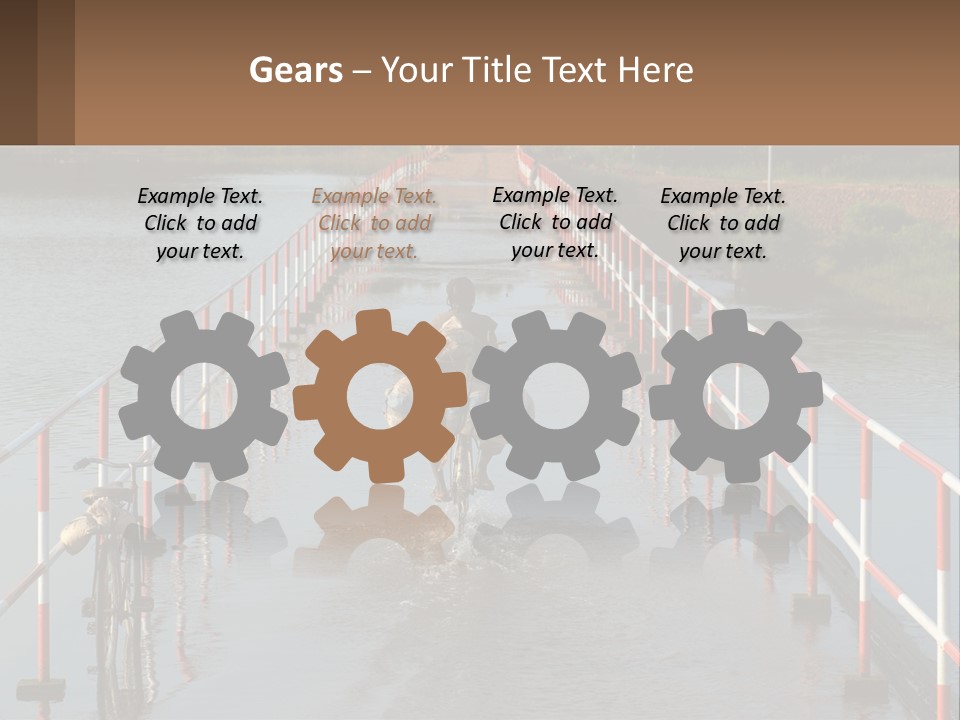 A Person Riding A Bike Across A Flooded Bridge PowerPoint Template