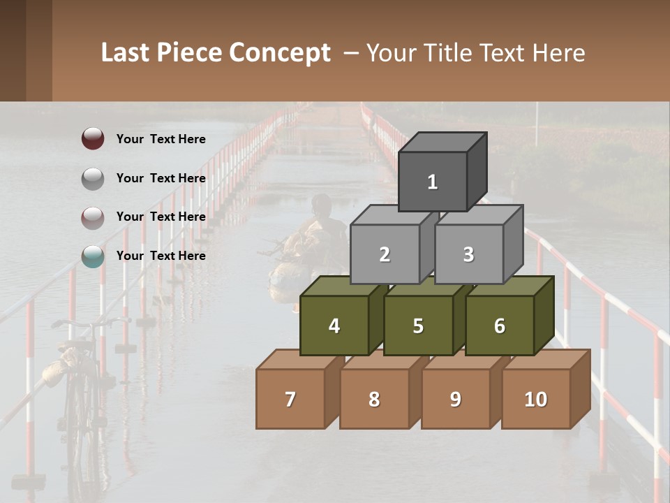 A Person Riding A Bike Across A Flooded Bridge PowerPoint Template