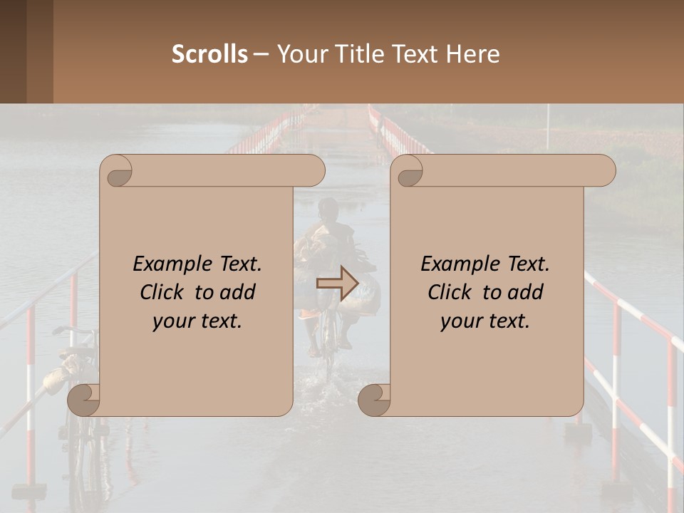A Person Riding A Bike Across A Flooded Bridge PowerPoint Template