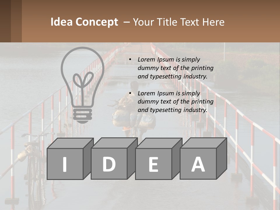 A Person Riding A Bike Across A Flooded Bridge PowerPoint Template