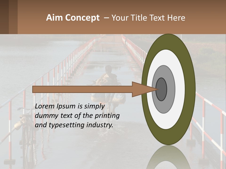 A Person Riding A Bike Across A Flooded Bridge PowerPoint Template