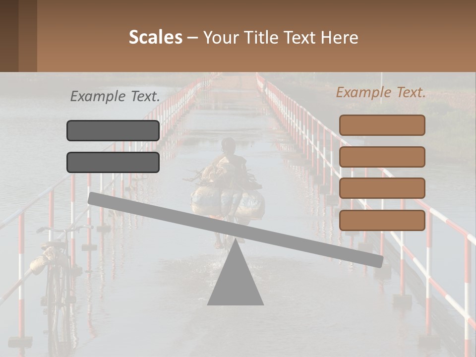 A Person Riding A Bike Across A Flooded Bridge PowerPoint Template