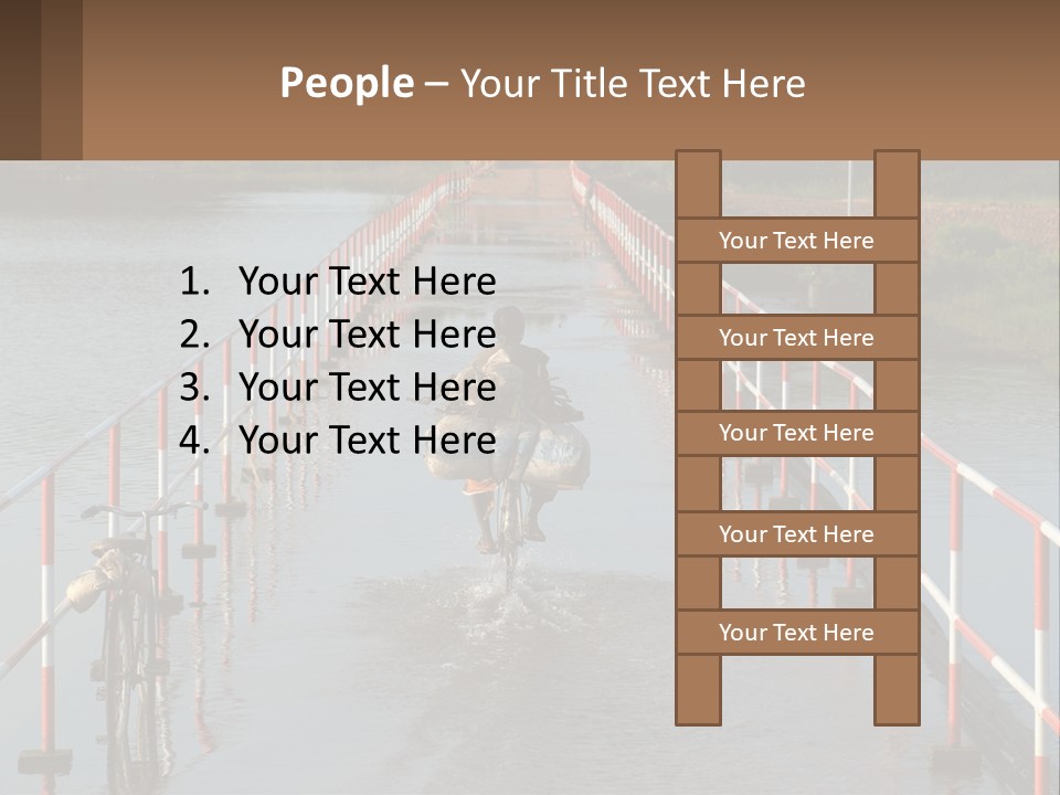 A Person Riding A Bike Across A Flooded Bridge PowerPoint Template