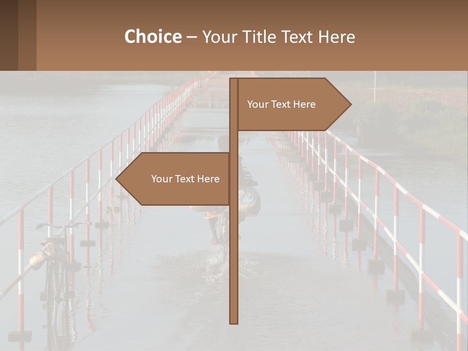 A Person Riding A Bike Across A Flooded Bridge PowerPoint Template
