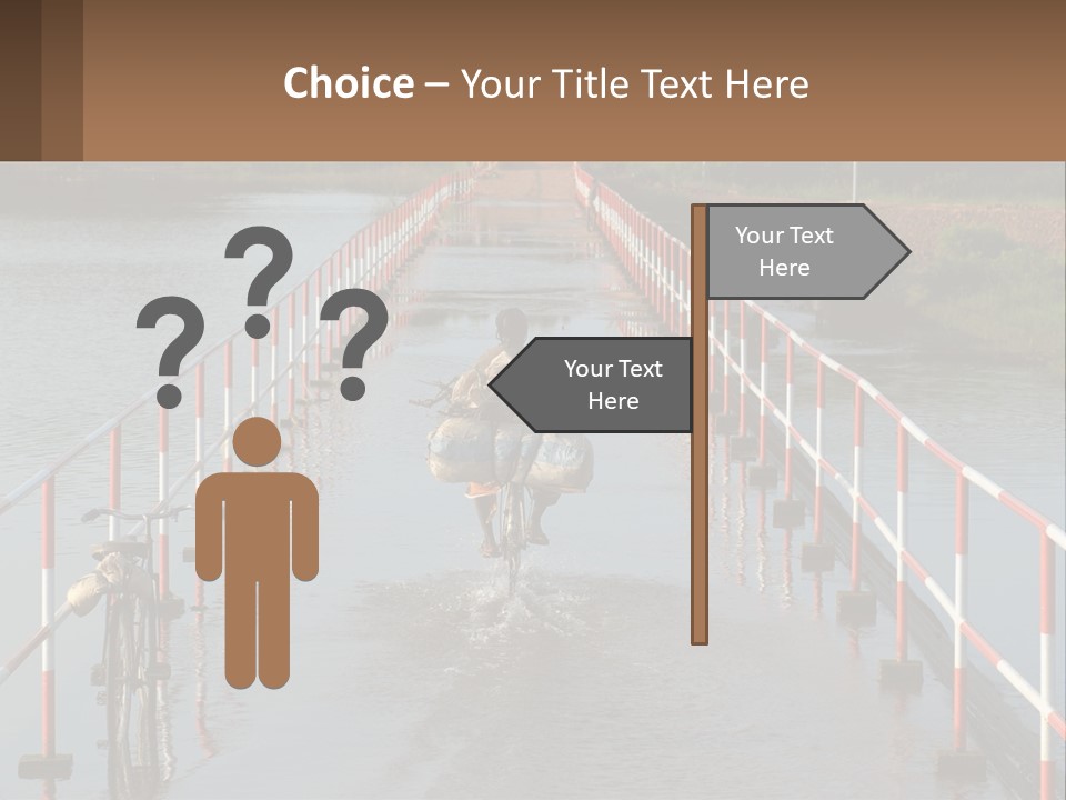 A Person Riding A Bike Across A Flooded Bridge PowerPoint Template