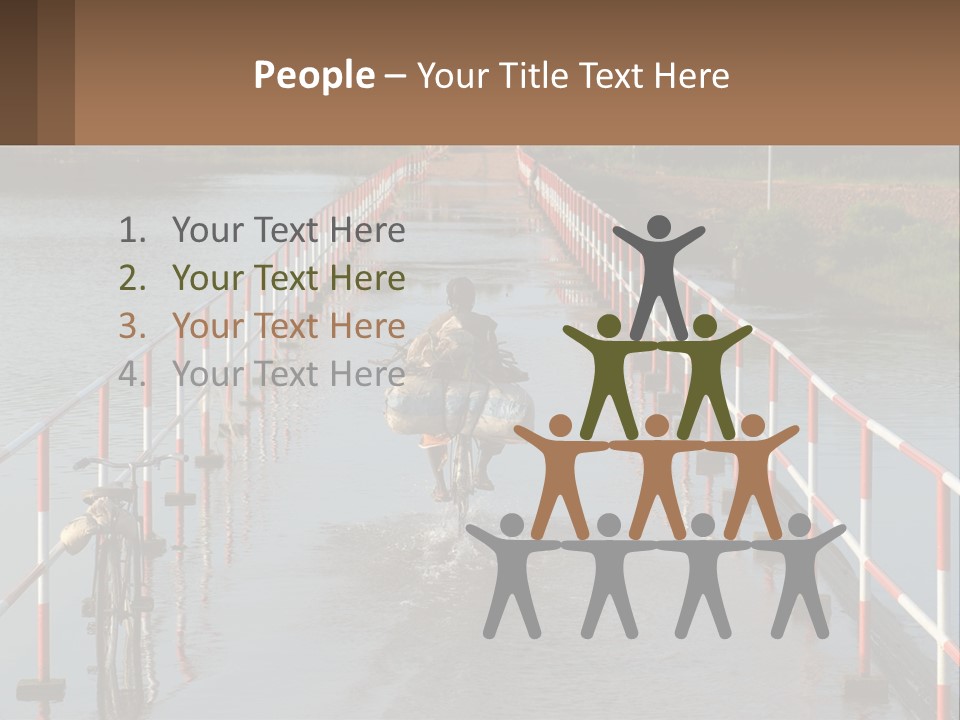 A Person Riding A Bike Across A Flooded Bridge PowerPoint Template