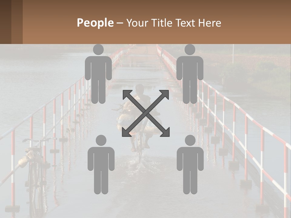 A Person Riding A Bike Across A Flooded Bridge PowerPoint Template
