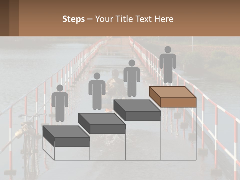 A Person Riding A Bike Across A Flooded Bridge PowerPoint Template