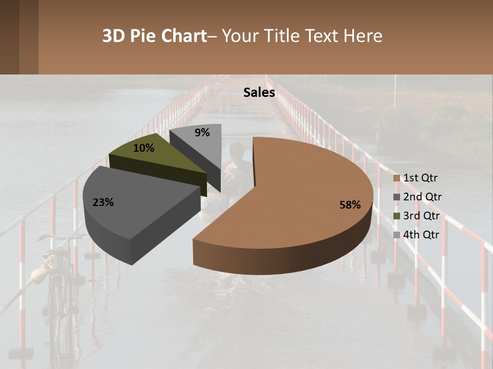 A Person Riding A Bike Across A Flooded Bridge PowerPoint Template