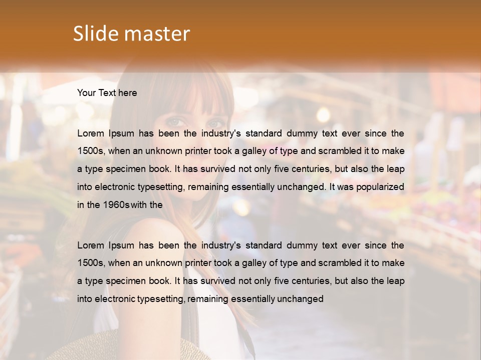 A Woman Is Standing In Front Of A Market PowerPoint Template