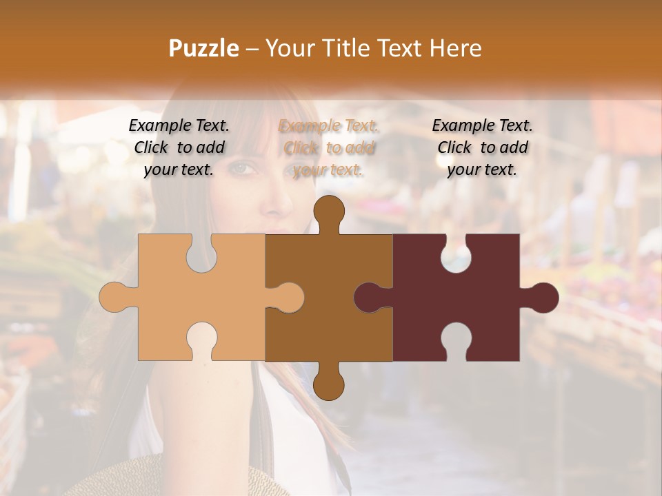 A Woman Is Standing In Front Of A Market PowerPoint Template