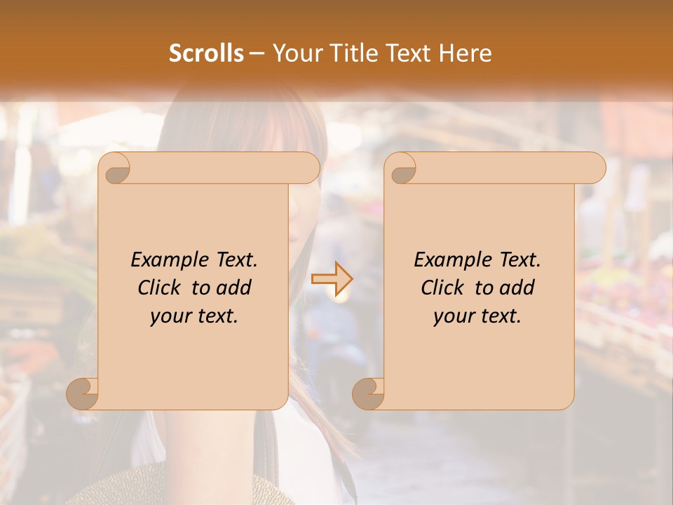 A Woman Is Standing In Front Of A Market PowerPoint Template