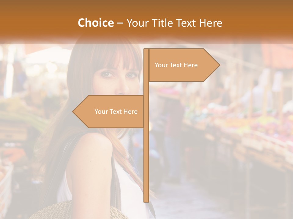 A Woman Is Standing In Front Of A Market PowerPoint Template