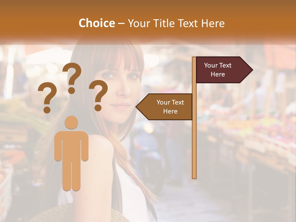 A Woman Is Standing In Front Of A Market PowerPoint Template