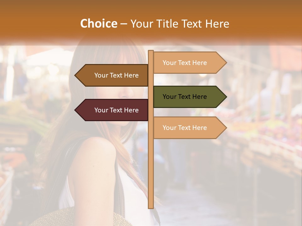 A Woman Is Standing In Front Of A Market PowerPoint Template