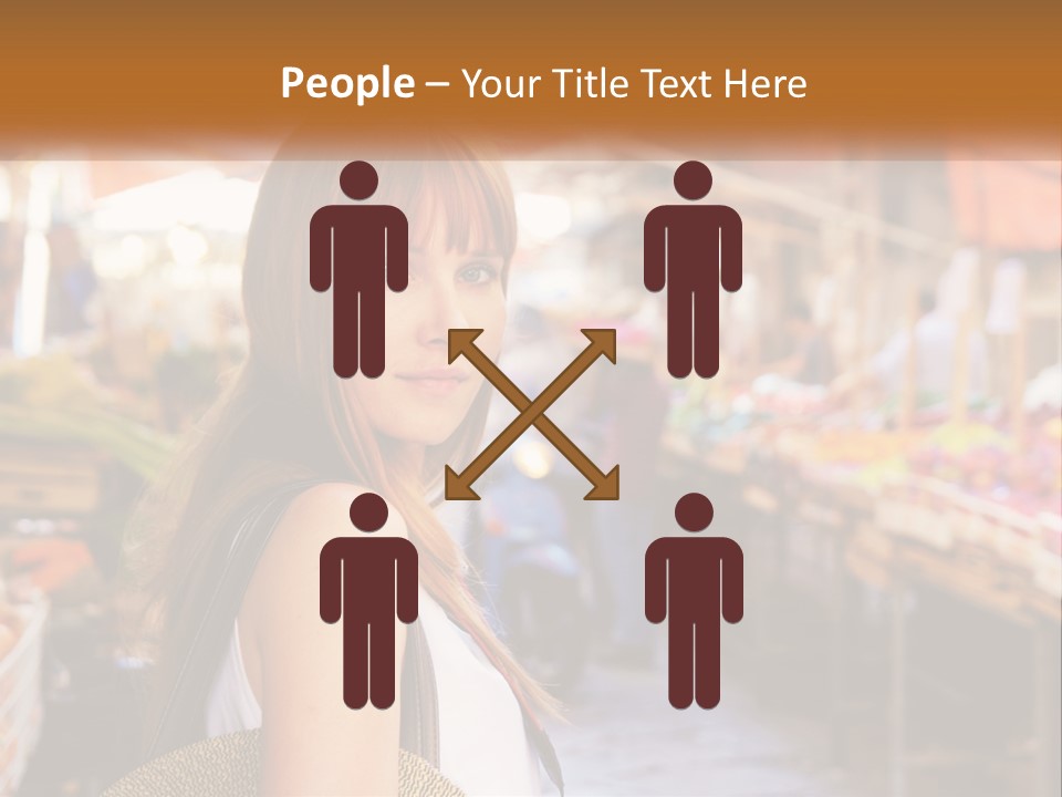 A Woman Is Standing In Front Of A Market PowerPoint Template