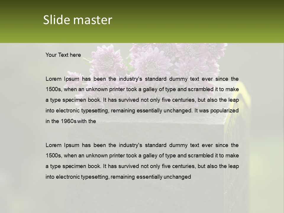 A Bunch Of Purple Flowers Sitting On Top Of A Cement Block PowerPoint Template