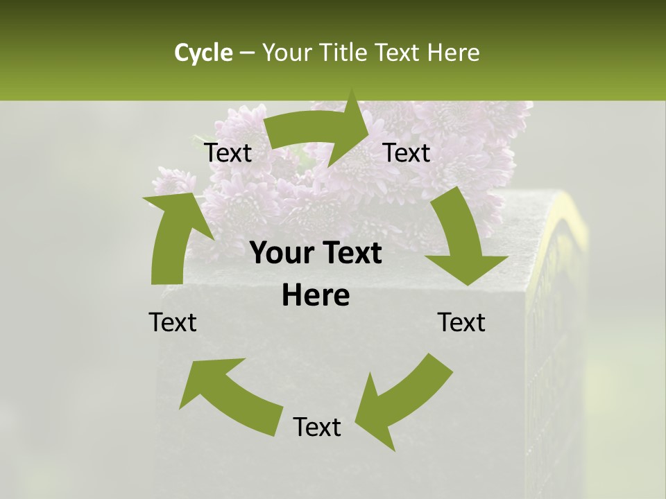 A Bunch Of Purple Flowers Sitting On Top Of A Cement Block PowerPoint Template