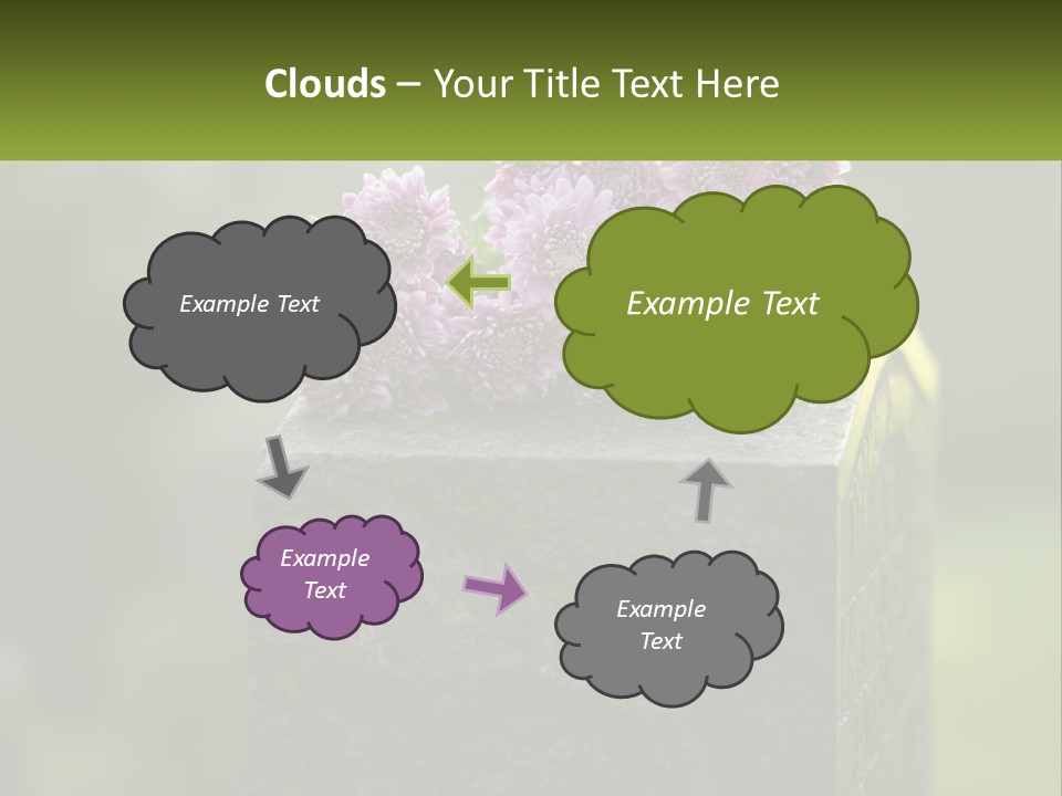 A Bunch Of Purple Flowers Sitting On Top Of A Cement Block PowerPoint Template