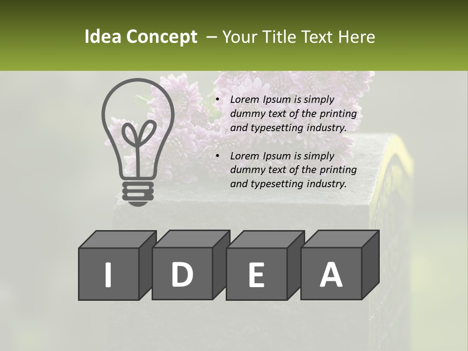 A Bunch Of Purple Flowers Sitting On Top Of A Cement Block PowerPoint Template