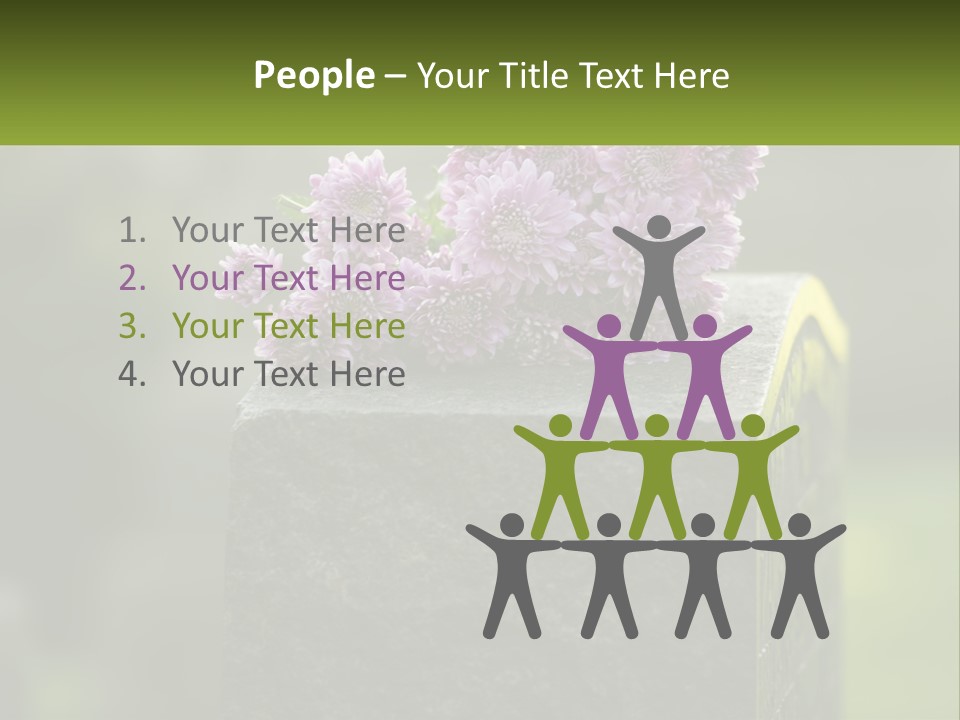 A Bunch Of Purple Flowers Sitting On Top Of A Cement Block PowerPoint Template