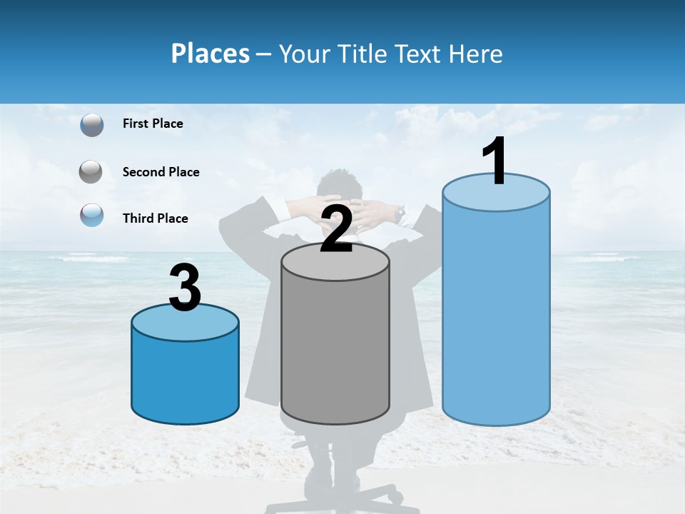 A Man Sitting At A Desk With His Hands On His Head PowerPoint Template