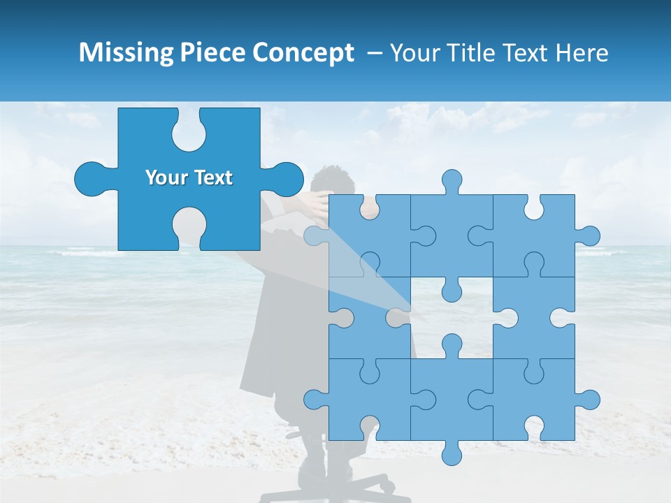 A Man Sitting At A Desk With His Hands On His Head PowerPoint Template