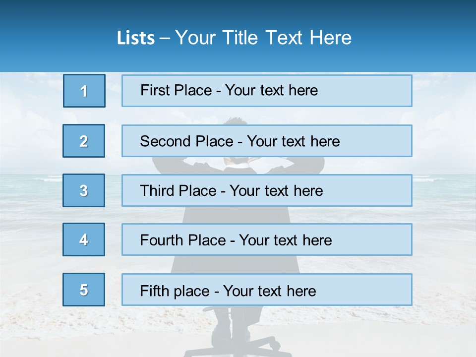 A Man Sitting At A Desk With His Hands On His Head PowerPoint Template