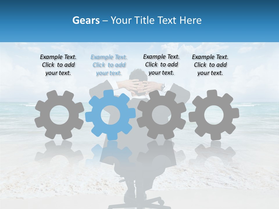 A Man Sitting At A Desk With His Hands On His Head PowerPoint Template