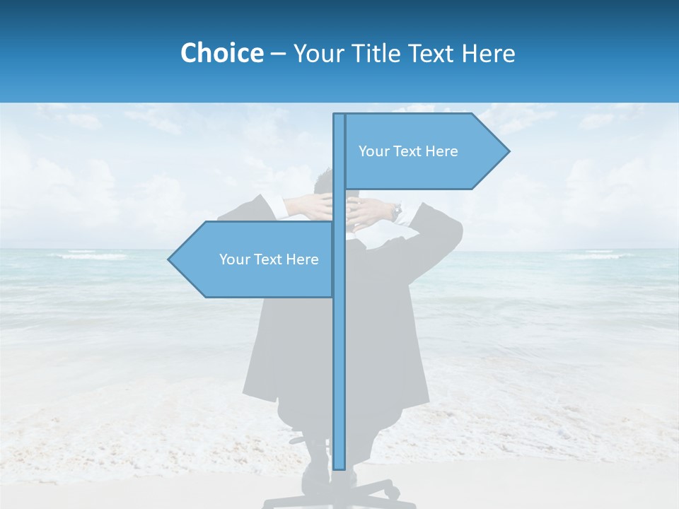 A Man Sitting At A Desk With His Hands On His Head PowerPoint Template