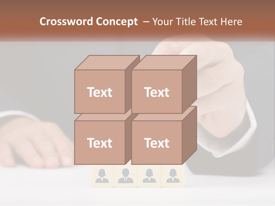 A Man In A Suit Placing Blocks On Top Of A Table PowerPoint Template