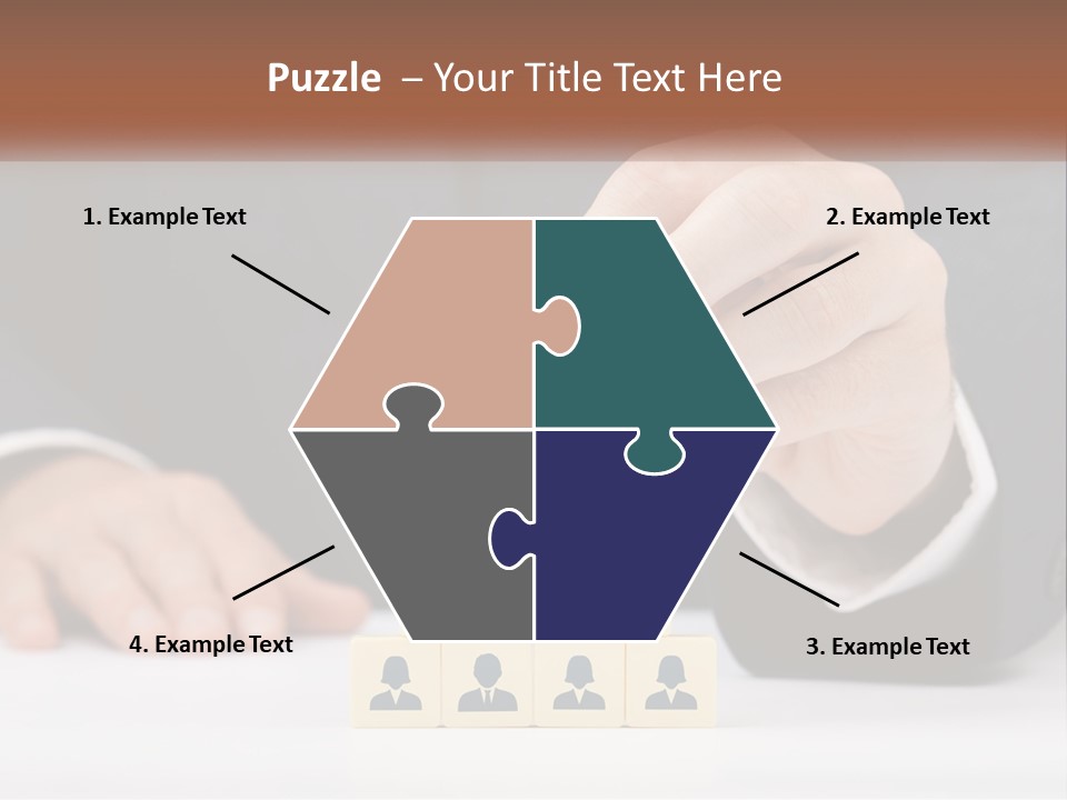 A Man In A Suit Placing Blocks On Top Of A Table PowerPoint Template