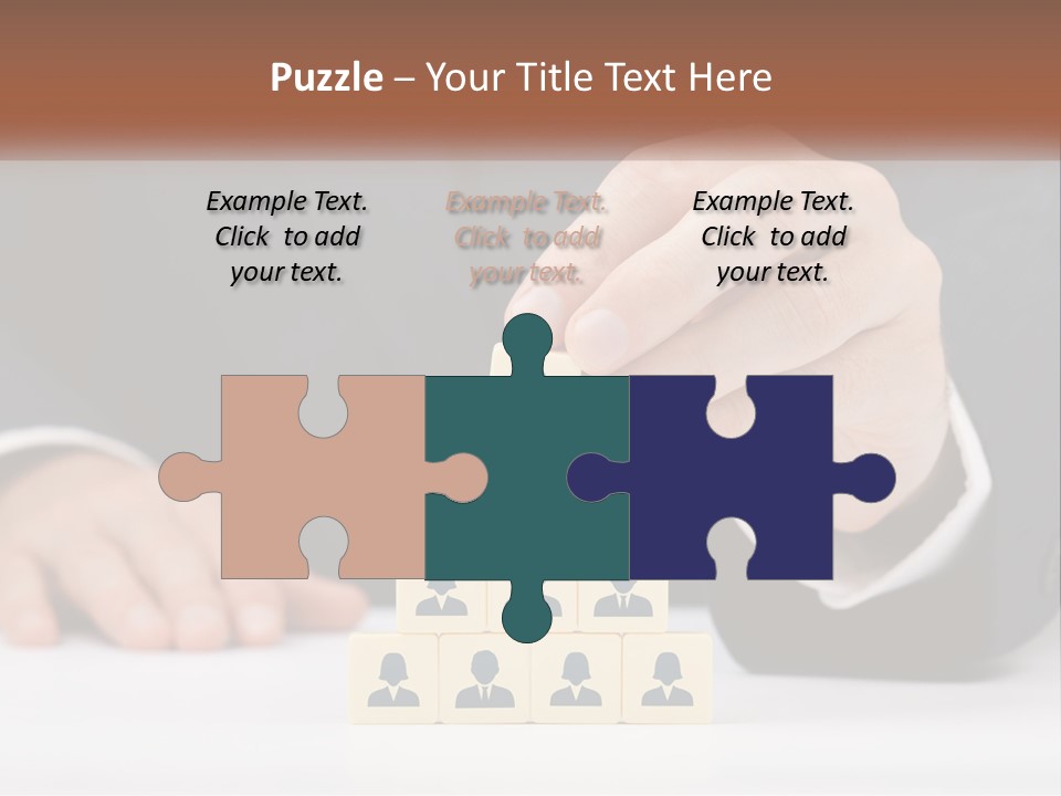 A Man In A Suit Placing Blocks On Top Of A Table PowerPoint Template