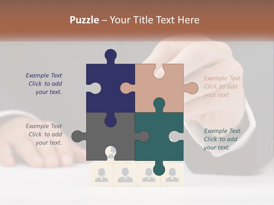 A Man In A Suit Placing Blocks On Top Of A Table PowerPoint Template