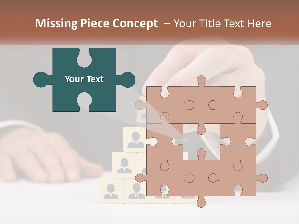 A Man In A Suit Placing Blocks On Top Of A Table PowerPoint Template