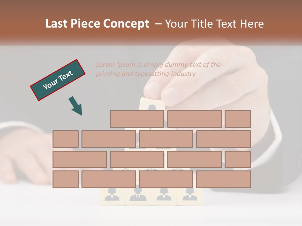 A Man In A Suit Placing Blocks On Top Of A Table PowerPoint Template