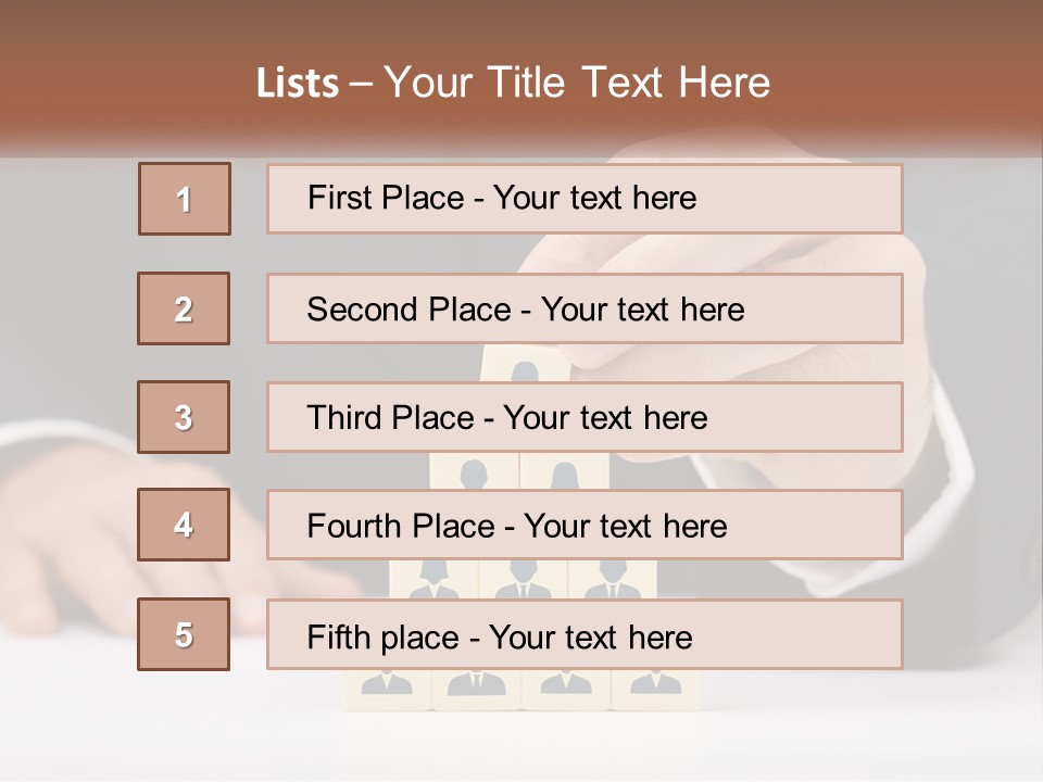 A Man In A Suit Placing Blocks On Top Of A Table PowerPoint Template