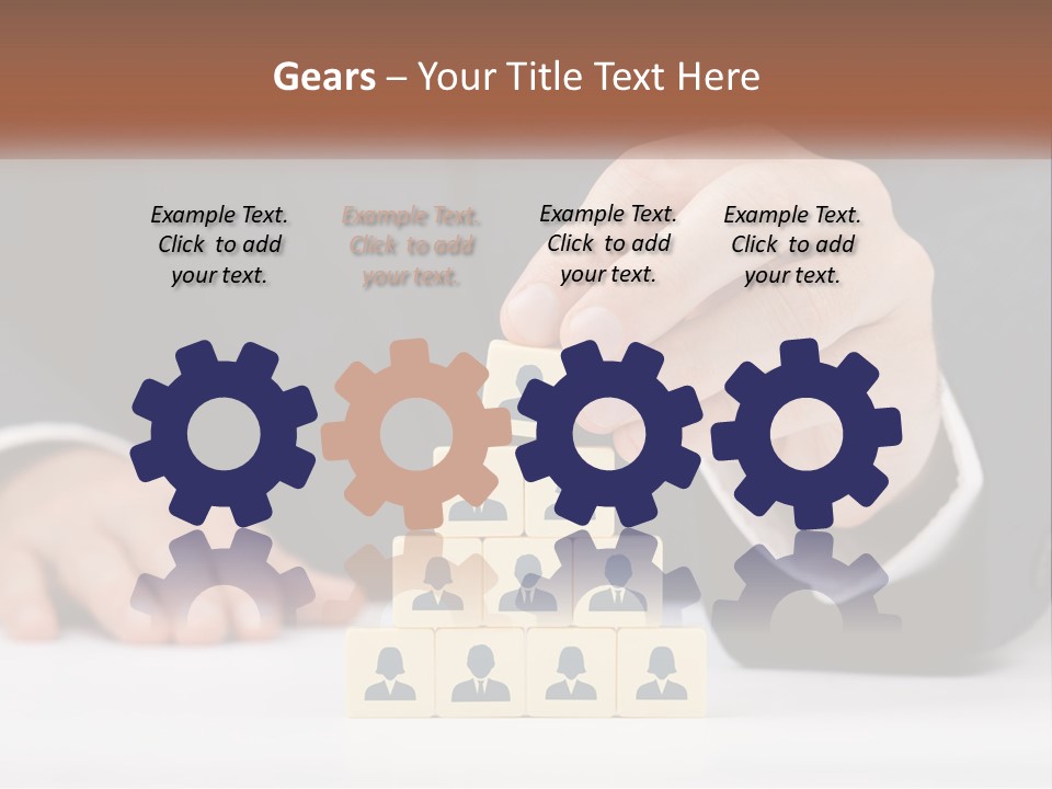 A Man In A Suit Placing Blocks On Top Of A Table PowerPoint Template