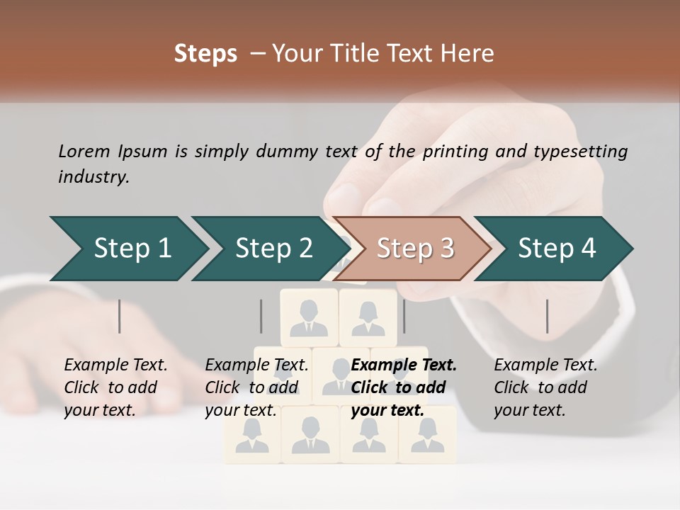 A Man In A Suit Placing Blocks On Top Of A Table PowerPoint Template